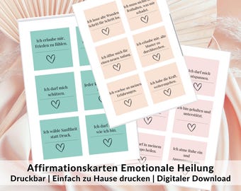 Affirmation Cards for Emotional Healing | 30 Cards | PDF in 3 Colors | Printable | Letting Go & Inner Peace | Self-Healing | Mindfulness