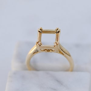 14K Gold Princess Cut Semi Mount Ring Setting, Solitaire Engagement Ring