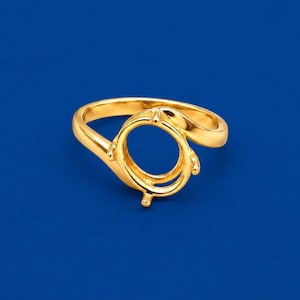 Guldfärgad oval ringinfattning, 6-10 mm ädelstensmontering, gör-det-själv smyckestillverkning