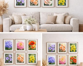 Set of 6 Floral Wall Art Prints • Botanical Printable Art • Flower Print Bundle • 8x10 Digital Download • Boho Home Decor • Instant Download