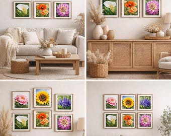 Set of 6 Floral Wall Art Prints • Botanical Printable Art Bundle • Flower Print Set • Instant Download • Boho Home Decor • Digital Download