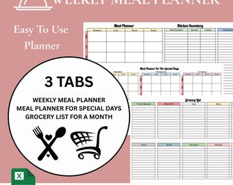 Weekly Meal Planner Google Sheets . Holiday Meal Planning + Shopping List . Digital Download