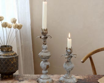 Vintage Floral Candle Holder, Distressed French Country Decor