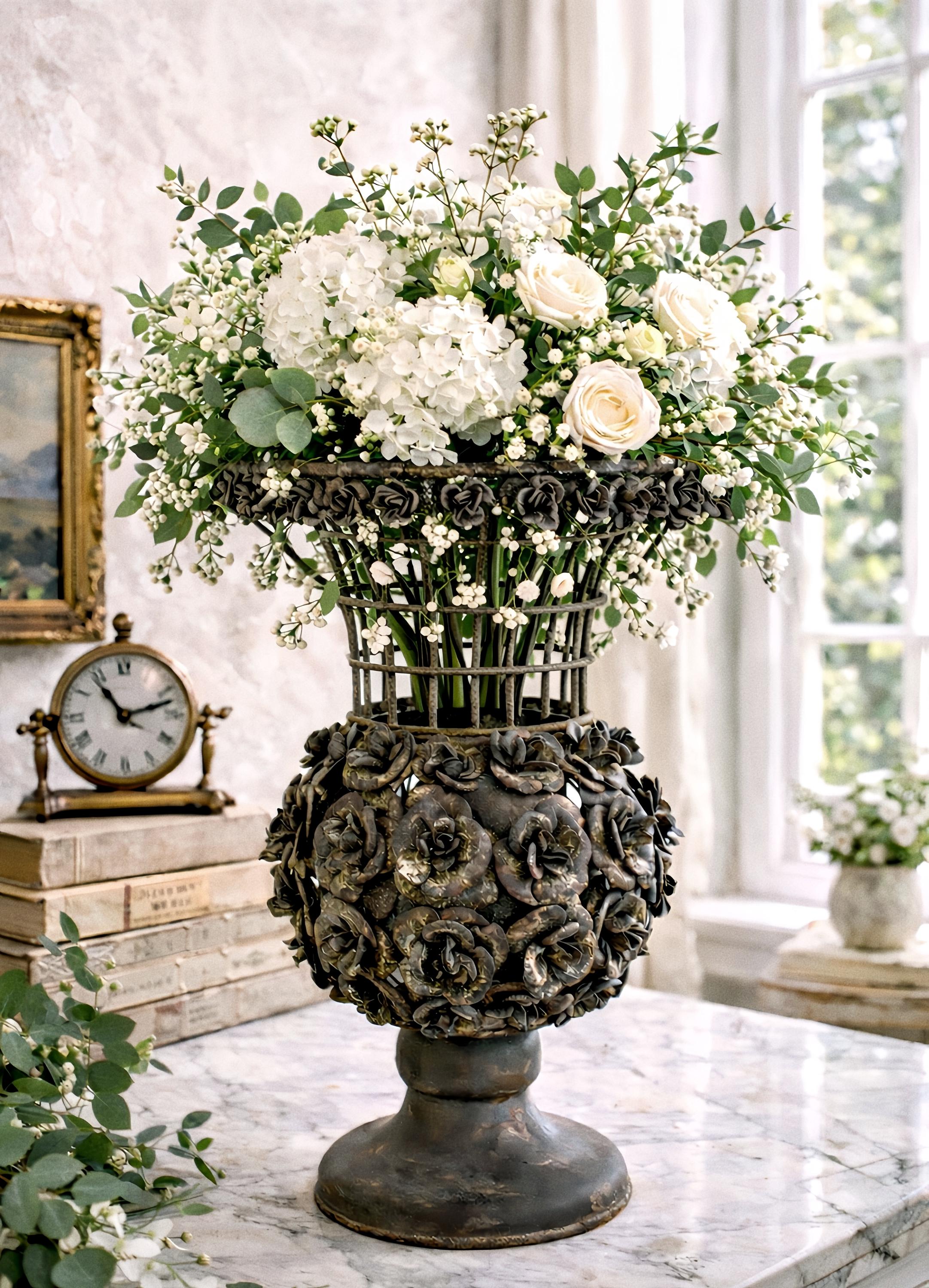 French Metal Flower Vase - Etsy