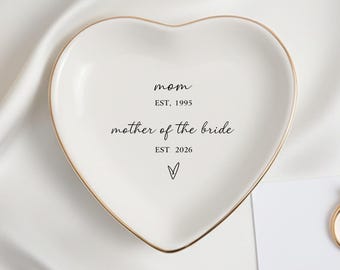 Porte-bijoux pour la mère de la mariée, plateau à bagues en céramique personnalisé pour maman, porte-bijoux de mariage personnalisé, cadeau MOB de la mariée