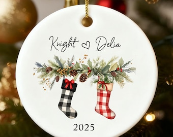 Kerstornament voor stellen gepersonaliseerd, ons 1e kerstcadeau, eerste kerstornament stel, cadeau voor eerste kerst samen