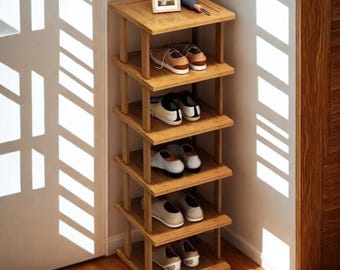 Wooden Shoe Rack Bench Multi-Layer Bamboo Shoe Storage Bench Corner Organizer Shoe Cabinet Space Saving Shoe Storage Cabinet | Shoe Bench