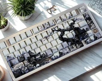 Custom Ceramic Keycap Set PBT Material Cute Valorant Keycaps Retro Keycaps Set for Mechanical Keyboard Caps Wasd Keycaps  Artisan Keycaps