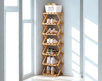 Foldable Wooden Shoe Rack Bench Small Shoe Storage Cabinet Without Installation Shoe Storage Bench Entryway Shoe Bench Rack | Shoe Cabinet