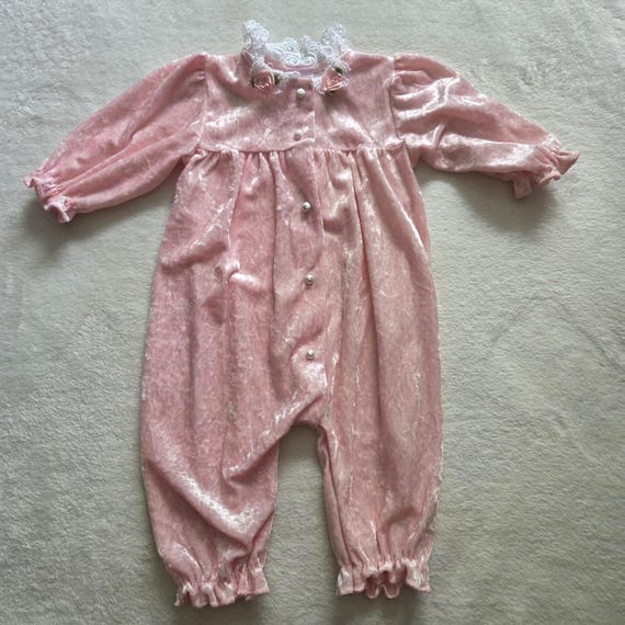 VTG Toddle Tyke Velour Bubble Romper Pink 9Months USA MADE