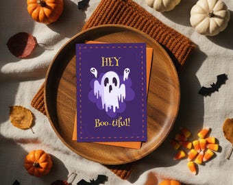 Boo-tiful Ghost Halloween Card | Cute Halloween Printable | Kids Halloween Greeting | Digital Download JPG PDF 5x7