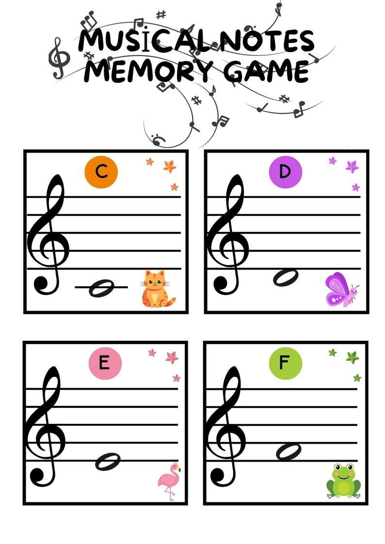 Musical Notes Memory Game, Printable Music Education Game for Kids - Etsy