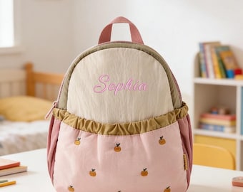 Mochila Infantil Personalizada con Nombre, Mochila Infantil con Bloques de Color, Regalo Personalizado para el Primer Día de Clases de Bebé