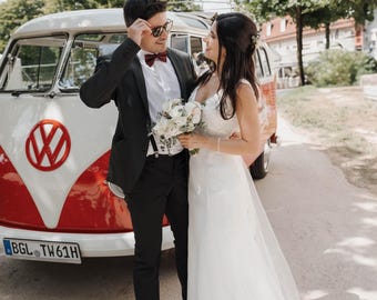 Vestido de novia sirena 2 en 1 con cola de encaje desmontable / Vestido de novia hecho a mano