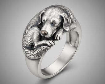 動物の足跡リング - 犬の足跡リング - ハンドメイドジュエリー 
