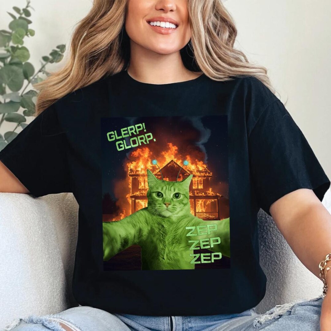Glerp Glorp Funny Alien Cat Meme Tee Shirt Gift for Woman and Man,space ...