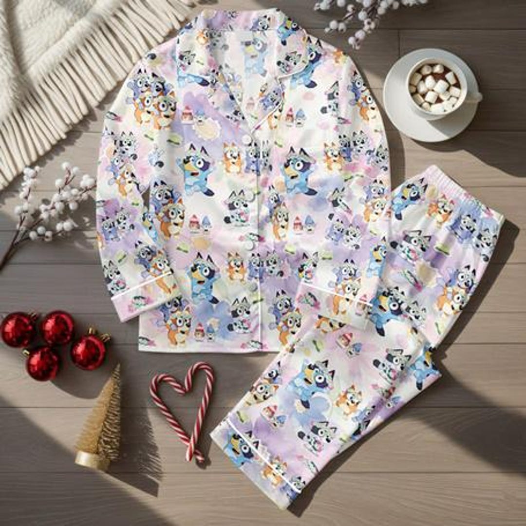 Bluey Family Pajamas Set, Cartoon Animal Family Pajamas, Bluey Family Bluey Pajamas For Family