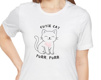 Cute Cat Purr Design Unisex Tee, Cat Lover T-Shirt