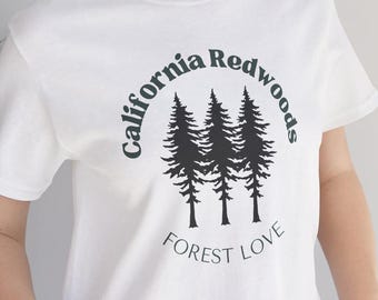 Kalifornien Redwoods Forest Love T-shirt, Naturälskare Friluftsmänniska Miljövänliga