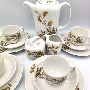Juego de café vintage Eschenbach Bavaria para 6 personas, porcelana alemana, años 50 y 60, 21 piezas.