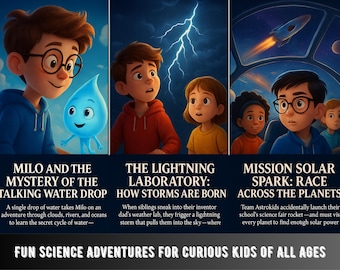 Kids Science Abenteuerbuch 3er-Set | Lustige lehrreiche Geschichten über Weltraum, Wetter & Wasserzyklus | STEM Lernen Digitale Bücher