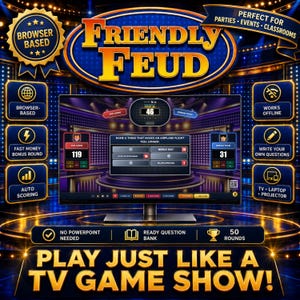Customizable Friendly Feud Family Game, Ultimate Party Trivia Game, Editable Interactive Digital Game, Browser Game, Fast Money, Auto Score