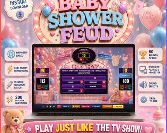 Editable Baby Shower Feud Game, Baby Shower Party Game, Browser-Based, Fast Money Round, Fun Party Game Night, Browser Game , Fast Money