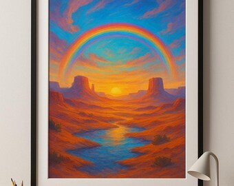 Regenboogslang woestijn zonsopgang kunstafdruk | Australische legende (digitale download).