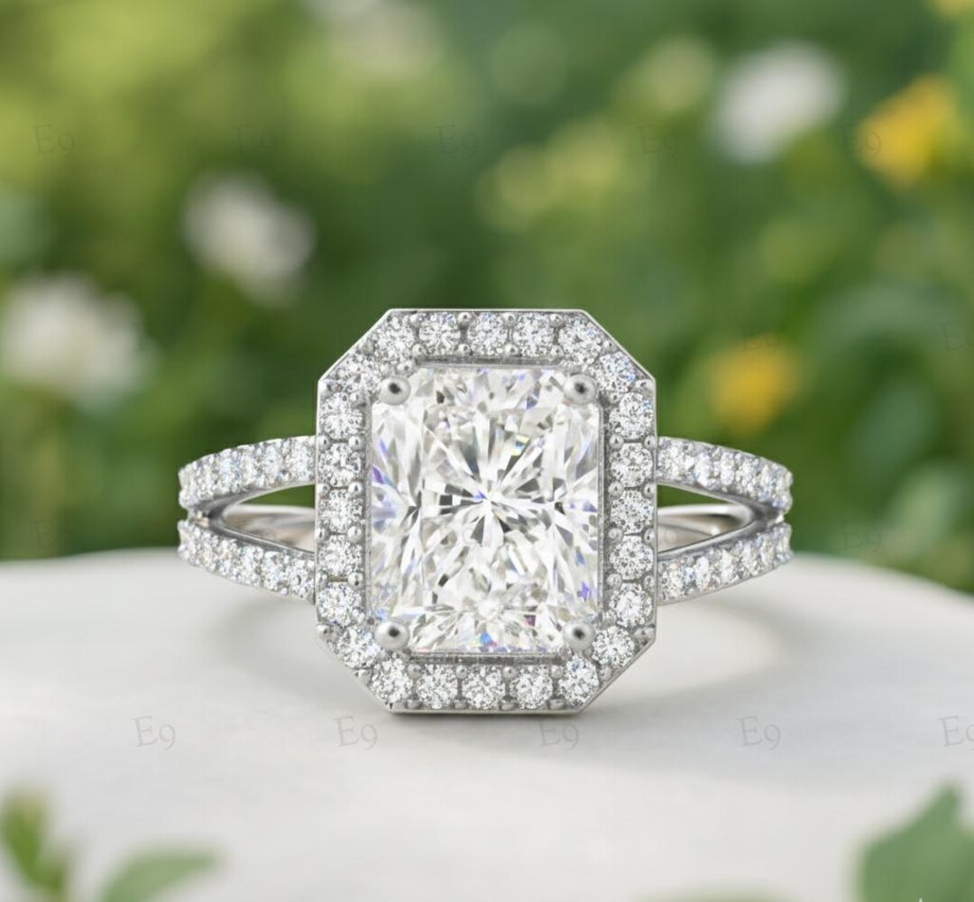 1920s Vintage 2.40ct White Radiant Cut Engagement Wedding Ring in 925 ...