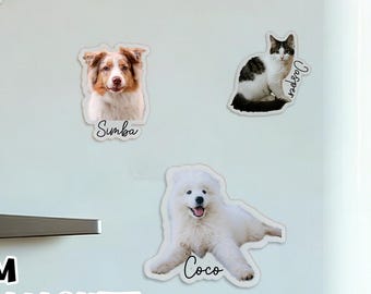 Personalized Pet Photo Magnet, Custom Dog or Cat Portrait Magnet, Gift for Pet Lovers, Pet Fridge Magnet, Dog Mom Gift, Pet Memorial Gift