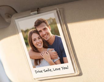 Clip para visera de coche con foto personalizada, regalo personalizado para el Día del Padre: Conduce con seguridad para papá, papá, esposo o abuelo.