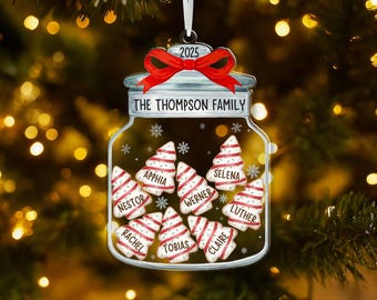 Personalized Family Christmas Jar Ornament, Custom Name Christmas Tree Decoration, Holiday Keepsake Gift for Families,Holiday Keepsake