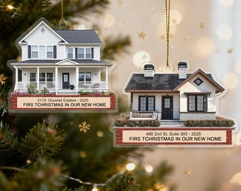 Custom House Photo Ornament 2025, Personalized First Christmas In Our New Home, New Homeowner Gift, New Address, Realtor Closing Keepsake