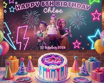 Kpop Demon Hunter Birthday Banner, Huntrix Party Decor, Editable Canva Template, Kpop Anime Birthday Sign, Girl Group Party Theme, Digital