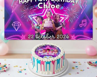 Kpop Demon Hunters birthday banner template, Huntrix Party Decor, Editable Canva, Custom Kpop Anime Birthday Sign, Digital design