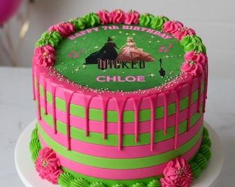 Wicked Cake Topper – Elphaba & Glinda Edible Image | Wizard of Oz Birthday Cake Decoration | Digital Download Edible Print for Cake | Canva