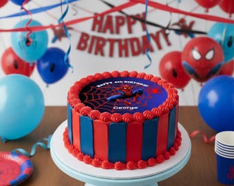 Spiderman Cake Topper Template Editable Canva File | Printable Edible Image template | Custom Cake Design Digital Download