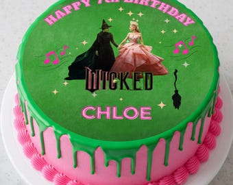 Wicked Cake Topper – Elphaba & Glinda Edible Image | Wizard of Oz Birthday Cake Decoration | Digital Download Edible Print for Cake | Canva