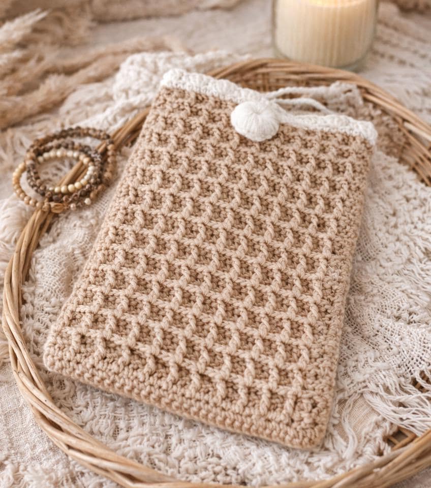 30 Book Sleeve Crochet Patterns for Stylish, Protective Handmade Reading Accessories 27 Embossed Stitch Book Sleeve Crochet Pattern PDF