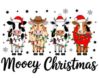 Christmas Cow Png, Cow Lover Gift, Funny Christmas Png, Holiday Png, Farm Christmas Png, Christmas Png