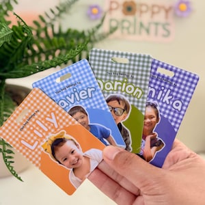 Personalized Kids Bag Tag: Custom Photo, Gingham PVC Travel ID