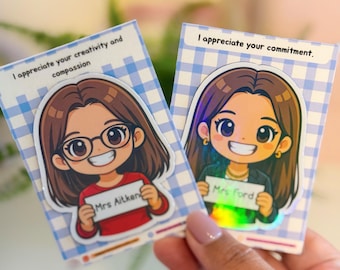 Personalized Teacher Magnet, Custom Chibi Photo Gift