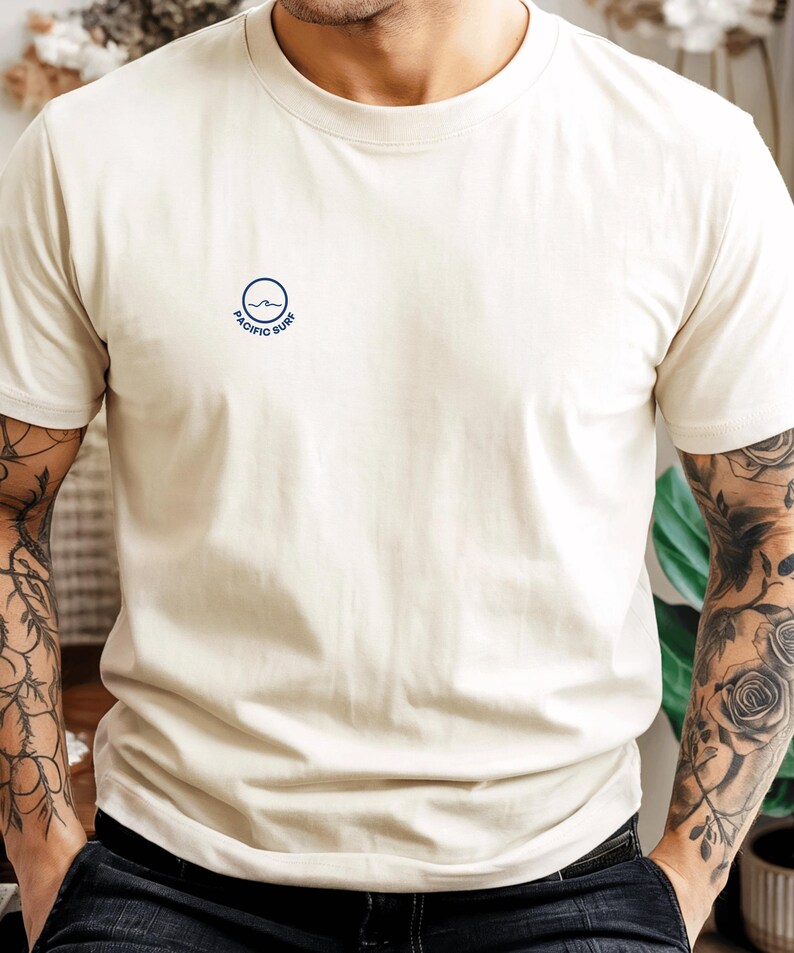 Camiseta Pacific Surf Club, Comfort Colors 1717 color marfil, camiseta de surf de California, estampado frontal y trasero, camiseta gráfica de surf vintage, camiseta de playa. imagen 7