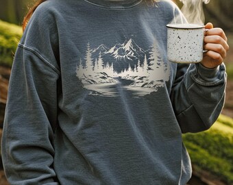 Mountain Sweatshirt, Forestcore Clothing, Nature Crewneck, Camping Sweater, Hiking Sweatshirt, Mountain Crewneck, Outdoor Sweatshirt