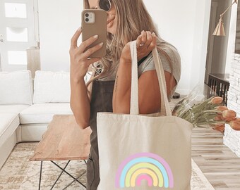 In My Own World Tote Bag, Rainbow Tote Bag, Canvas Tote Bag, Artist Tote Bag, Colorful Canvas Tote, Positive Tote Bag, Large Canvas Tote