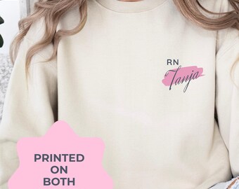 Suéter de enfermera personalizado, suéter de enfermera registrada a medida, suéter de enfermera de urgencias, sudadera de enfermera registrada con nombre, regalo personalizado para enfermera