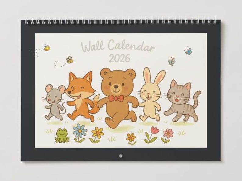 2026 Printable Calendar for Kids | Cute Animal Wall Calendar A4 PDF ...