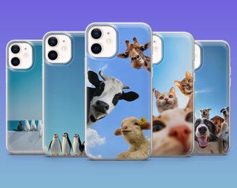 Funny Animal Phone Case Friends Cute Dog Cat Cover for iphone 17 Pro Max Air 16e 15 14 SamsungS25FE S24Ultra S23FE S22 A17 Pixel 10 9 Pro XL