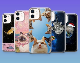 Funny Cat Phone Case Meme Kitten Lover Cute Cover for iphone 17 Pro Max Air 16e 15 14 SamsungS25FE S24Ultra S23FE S22 A17 Pixel 10 9 Pro XL
