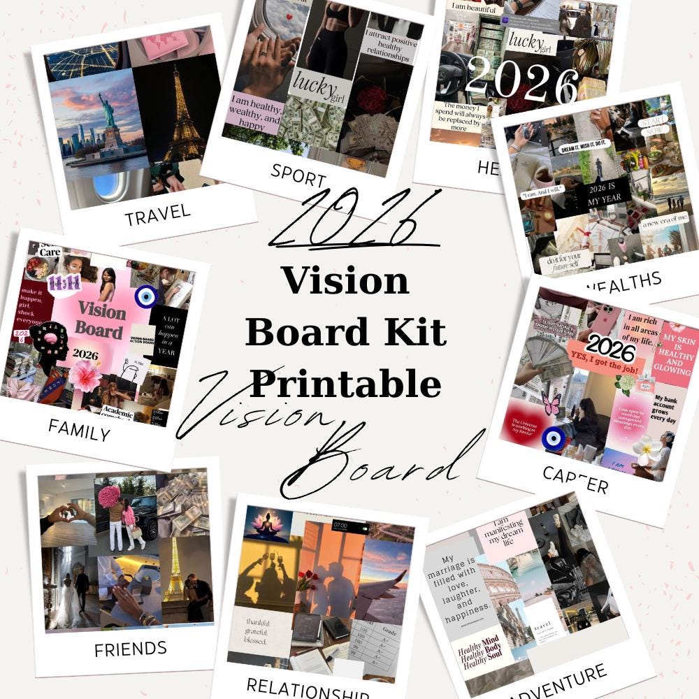 2026 Vision Board Kit Printable - 300+ Images of Affirmations, Photos ...